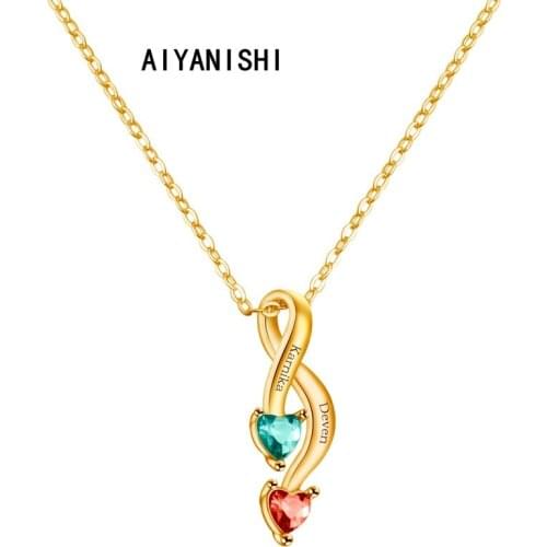 AIYANISHI Fashion Customized Name Charm Necklace for Women Jewelry Gift Custom Your Name BirthStone Crystal Men Chain Necklace