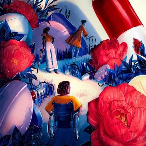 5D DIY Poured Glue Diamond Painting Kits Scalloped Edge Full Round Square with AB Drill Wall Home Decor Art