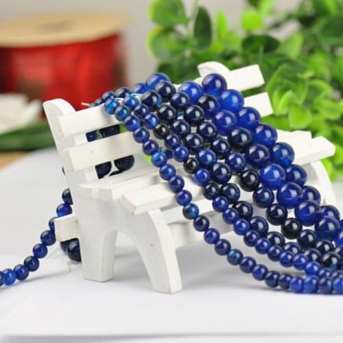 Pure Natural AAA Deep blue Agate Lotus Prayer Imitation Gemstone Beads Tourmaline Round Spacer Beads 6/8/10/12mm 004001005