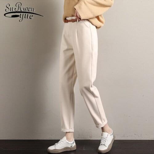 New Autumn Winter High Waist Elastic Trousers Female Loose 2021 Fashion Harem Pants Solid Warm Pants Women Plus Size 7815 50