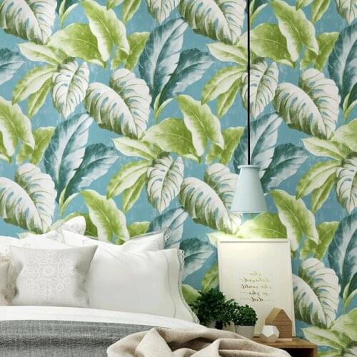 Nordic Japanese Banana Leaf Wallpaper Bedroom Living Room Mediterranean Style Southeast Asia Thailand Style Thailand TV Backgrou