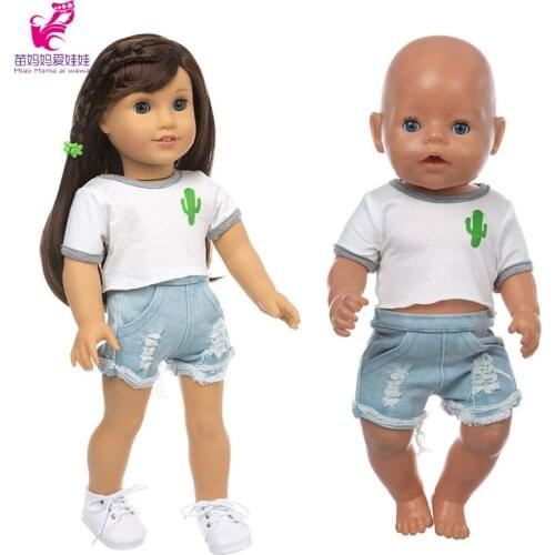 Baby doll clothes jeans pants 40cm Nenuco Ropa y su Hermanita 18 inch girl doll shirt denim short children gift