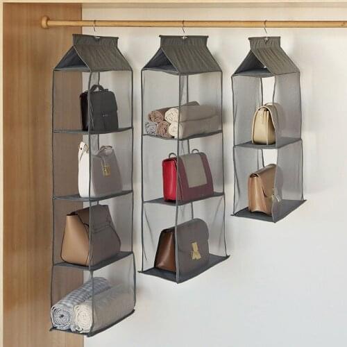Bag Organizer Women Hanging Wardrobe Closet Bedroom Storage Hanger Dressing Room Wall Shelf Pouches Containers Dust Proof Pocket