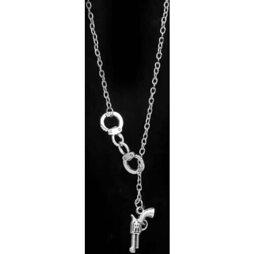 Origin Summer Unique Design Pistol Handcuffs Pendant Necklace for Women Exquisite Silver Color Necklace Jewelry Accessories