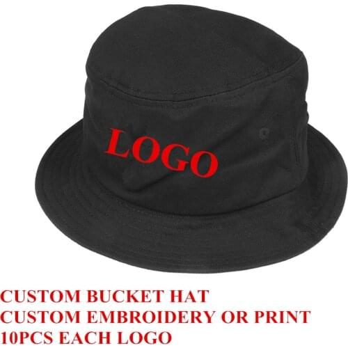 Custom Bucket Hat Cotton Black Adult Men Women Personalized Embroidery Print Logo Sports Fashion Gorras 10 Piece Free Shipping
