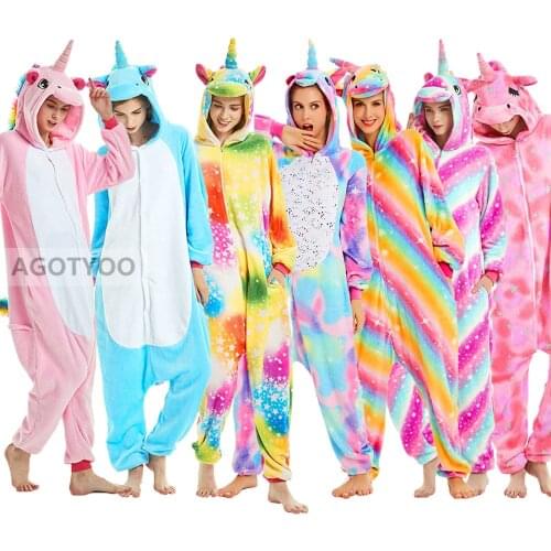 Adults Pajamas Women Flannel Sleepwear Homewear Unicorn Stitch Panda Totoro Cartoon Animal Pajama Sets Pijamas Pyjamas
