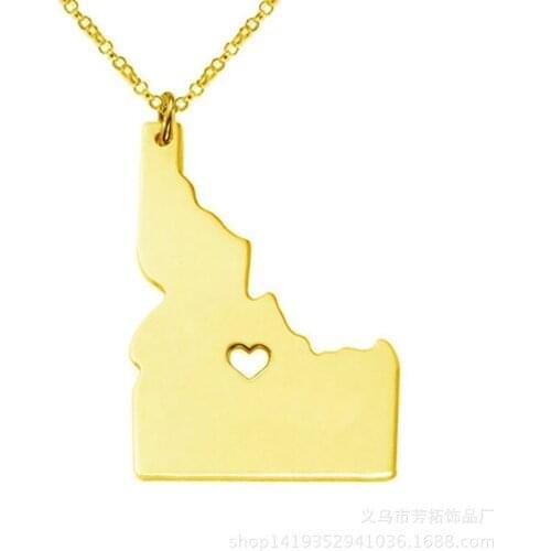 Popular in Europe and the United States Idaho stainless steel necklace creative USA state map item