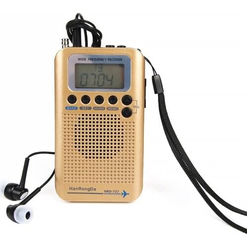 LCD Display Travel Radio Portable Aircraft Band Radio Handheld Outdoor Camping Hiking Rechargeable Wide Frequency Receiver