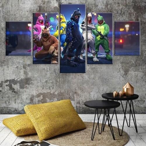 5 Piece Garena Free Fire Battlegrounds Games Poster Artwork Paintings Video Games Canvas Wall Art Home Decoration Modern frame