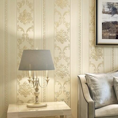 European Style Luxury Damask Wallpaper Roll 3D Embossed Non-woven Thickened Paper Wall Decor Wallpapers For Living Room Bed Room