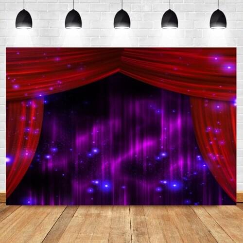Stage Backdrop For Photography Fantasy Blue Light Bokeh Red Curtain Birthday Party Child Kids Portrait Shoot Photo Background