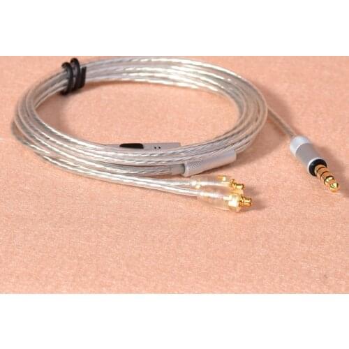 3.5mm Jack MMCX Detachable Silver Plated Cable Earphones Audio Cable with Microphones for Shure MMCX Earbuds