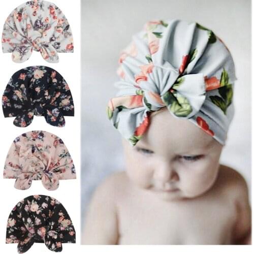 Newborn baby hat Flower Bowknot baby cap Infant Girls autumn hats Hospital Cap Soft Cotton Toddler Knit newborn baby photo props