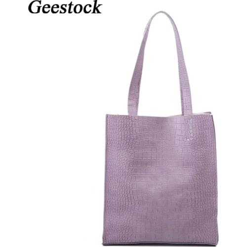 Geestock Shoulder Bag Woman Fashion Totes Bag Crocodile PU Leather Designer Handbags Women Bags Large Capacity Bucket Bags