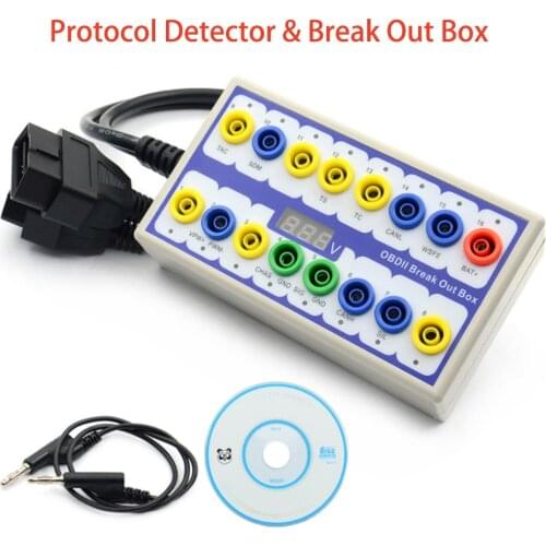 Super OBDII Breakout Box OBD OBD2 Protocol Detector & Break Out Box Professional Automotive OBDII Auto Car Diagnostic Connector