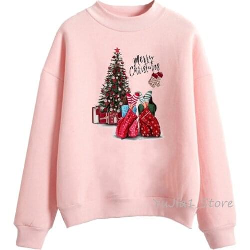 Best friends hoodie women kawaii pink hoodies lovely Christmas tree sweatshirts Xmas gift winter tracksuit sweat femme vogue