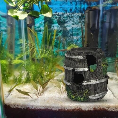 Quarium Ornaments Decorations Artificial Resin Barrel Cave Landscaping Accessories For Fish Tank Aquarium Decoration Background