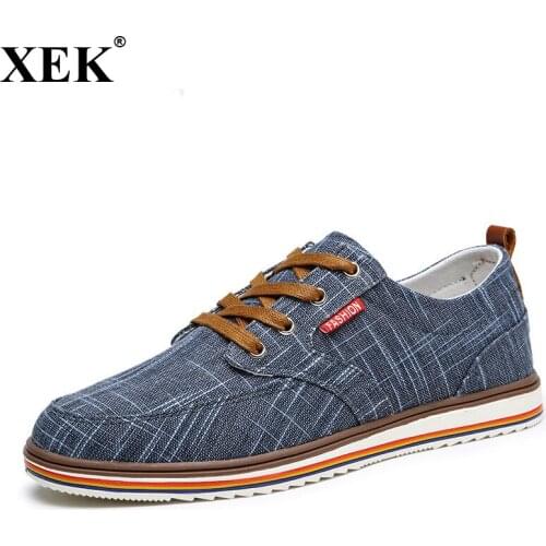 XEK 2018 New Fashion Breathable Mens Lace Up Canvas Shoes Luxury Brand Men Skater Shoe Designer Casual Shoes Big Size JH183