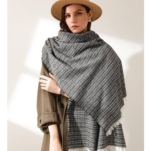 Johnature Winter New Vintage All Match Women Shawl Scarf 2021 Casual 7 Colors Tassel Warm Plaid Scarf