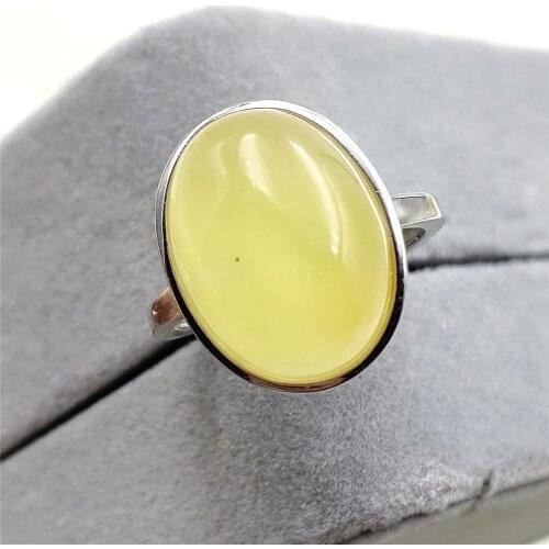 Genuine Natural Amber Yellow Gemstone Adjustable Size Ring 17x13mm Women Ring Oval Bead Healing Stone 925 Sterling Silver AAAAA