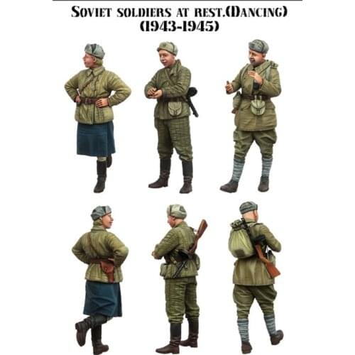 1/35 scale WW2 Soviet soldiers celebrate 3 people miniatures WWII Resin Model Kit figure Free Shipping
