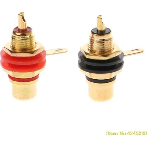 High quality 1 Pair RCA Female Socket Connector Chassis Panel Mount Adapter Audio Terminal Plug New