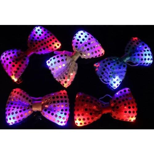 100PCS/lot Halloween Christmas Wedding Party Glowing tie light up toy Female/Male flashing led bow tie dancing stage decoration