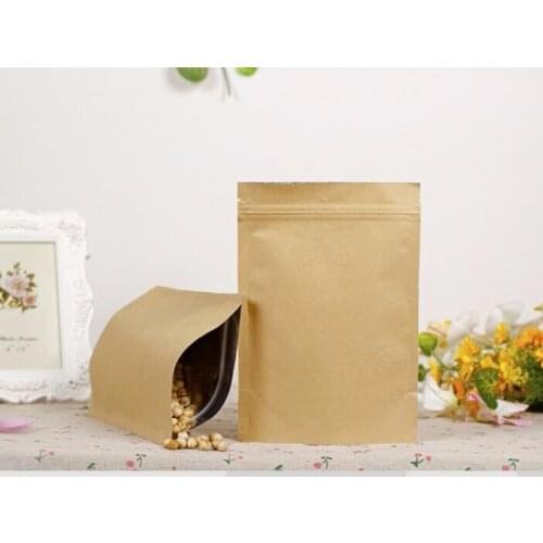 100pcs/lot- 6*8cm mini size Zipper top seal Kraft Paper Bag with Aluminum foil coated inner Powder Seasoning Sugar Tea bags