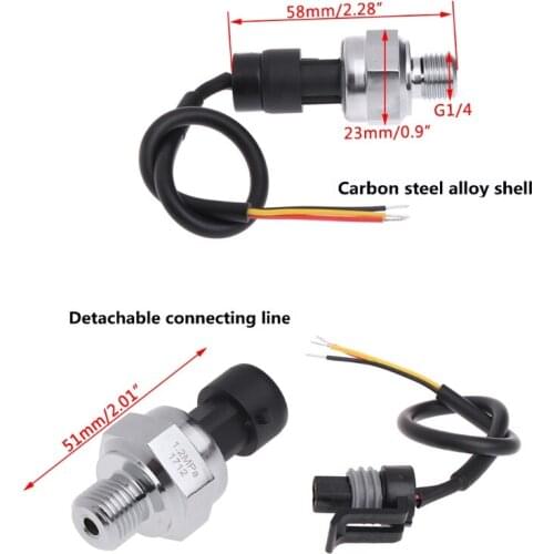 2021 New 5V G1/4 1.2 MPa 150PSI Pressure Transmitter Water Gas Oil Fuel Pressure Sensor