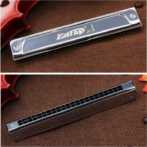 22 Holes Harmonica Tremolo C A B D E FG F# G#, A#, C#, D# tune Harmonica 12 Set Silver Easttop Harpa 22 Holes Harmonica Tremolo