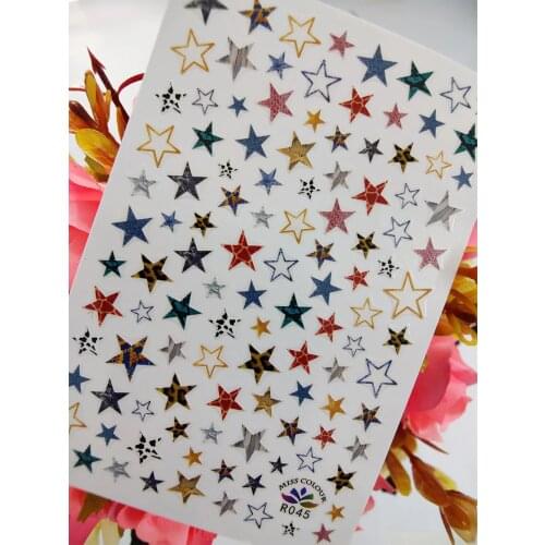 3D Nail Art Sticker Colorful Stars Geometry Self Adhesive Stickers for Nails Decoraciones foil Manicure Sliders Accesorios