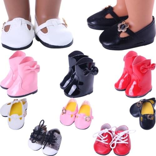 7Cm Doll Shoes Leather&Sequins Shoes For 18 Inch American&43Cm Baby New Born Doll Child Birthday Gift For Our generation
