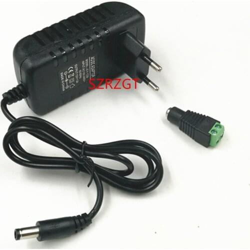1PCS 24W EU US Plug Driver Adapter AC110V 220V to DC 12V 2A 5.5*2.1mm LED Power Supply +1pcs Female Connector For LED Strip