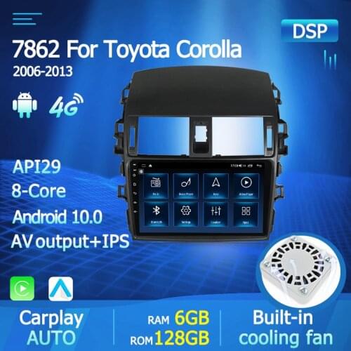 Android 10.0 DSP Car Radio Multimedia Player For Toyota Corolla E140/150 2008 2009 2010 2011 2012 2013 GPS Navigation BT Stereo