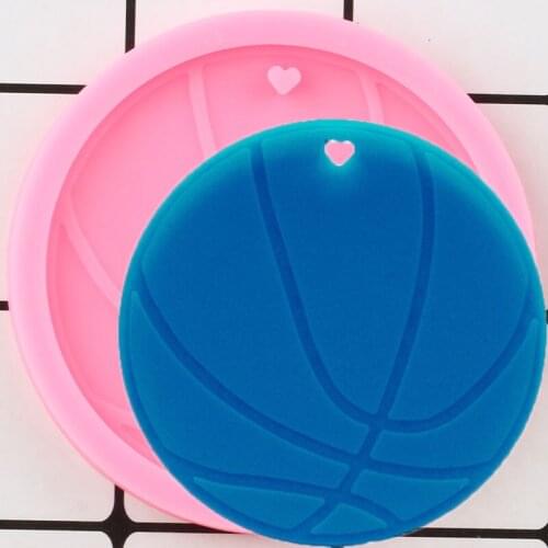 Shiny Basketball Coffee Coaster Silicone Mold Pad Epoxy Resin Keychain Mould Jewelry Making Pendant Handmade Charms Moulds
