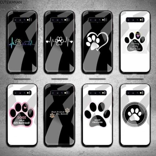 Best friends Dog paw Phone Case Tempered Glass For Samsung S20 Plus S7 S8 S9 S10 Plus Note 8 9 10 Plus