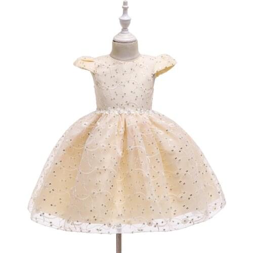FOCUSNORM 0-5Y Kids Girls Dress Embroidery Flower Princess Formal Party Wedding Tulle Mesh Lace Gown Dresses
