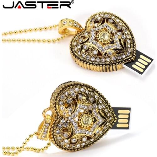 Jaster black colloid USB2.0 crystal and metal Gem Heart S010 USB drive USB micro flash drive metal small gift 16GB 32GB