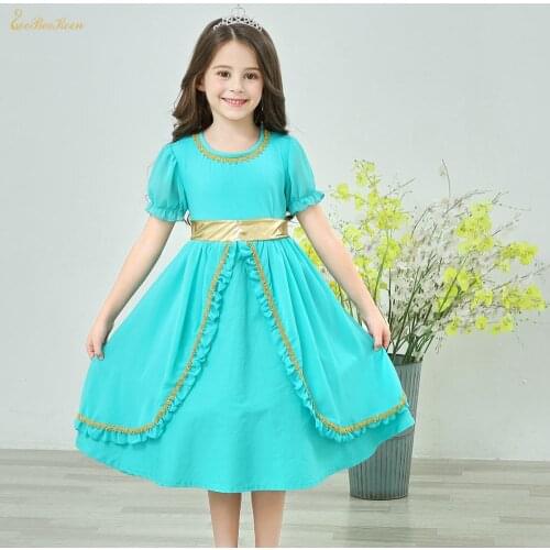 Jasmine Costume Cosplay Anime Halloween costume For Kids Cosplay Dress Girls Jasmine Princess Dress Child Stage performance show