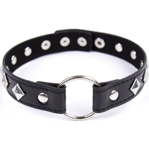 Leather female neck collar bdsm bondage adult games restraints metal ring slave collar erotic toys sex tools for couples