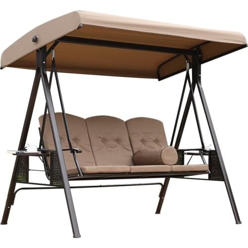 3 person Metal frame high qualitygarden swing chair patio hammock with canopy and cushion for balcony and poolside