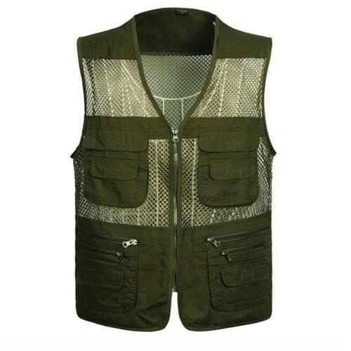 Summer Breathable Mesh Photographer Waistcoat Men Fast Dry Sleeveless Jacket Male Pocket Outdoor Hunting Hiking Fishing Vests