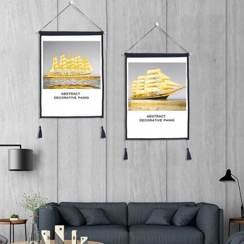 Hot 3PC/Set Golden Sailboat Wall Hanging Tapestry Wall Art Background Cloth Home Decor Tapestry 45X65cm
