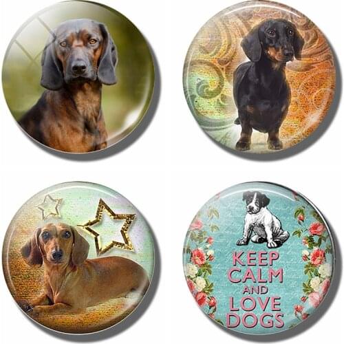 Yellow Brown Dachshund 30MM Fridge Magnet Handmade Weiner Dog Glass DomeRefrigerator Magnets Sticker Cute Animals Kitchen Decor