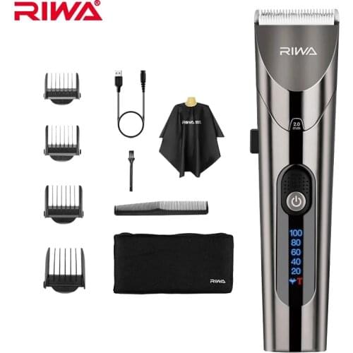Riwa Barber Hair Clipper Professional LED Screen Washable Electric Trimmer Rechargeable Hair Machine Hair Trimmer For Men