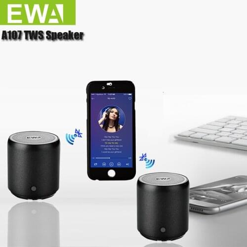 EWA Mini Bluetooth Speaker True Wireless Stereo (TWS) Enhance Bass Radiator Portable Speakers Bluetooth 5.0 A107