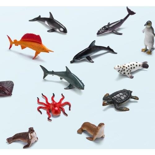12Pcs Miniature Sea Animal No Burr Wear-resistant Portable Mini Ocean Animal Toys for Recreation Education Toys For Kids Gift