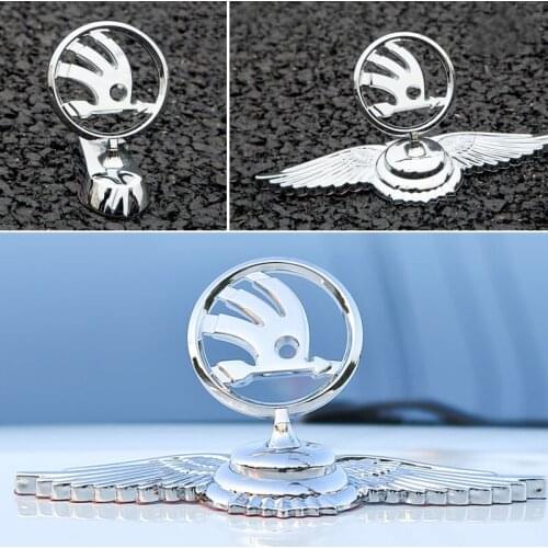 Alloy 3d Car Front Bonnet Sticker for Skoda Rapid Kodiaq Fabia Octivia RS A7 Karoq Citigo Yeti Kamiq Vision S Emblem Decoration