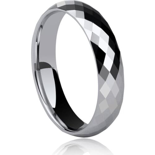 New Fashion White Tungsten Wedding Band Shiny Silver Multifaceted Dome Band 3.5mm/5mm Size 4-13 Free Shipping