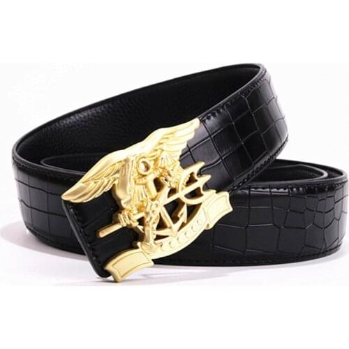 Eagle buckle personality smooth button designer belts New fashion genuine leather homme waist belt Free shipping